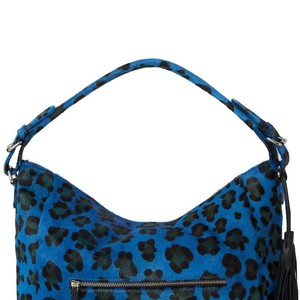 Blue Animal Print Leather Top Handle Grab Bag from Sostter