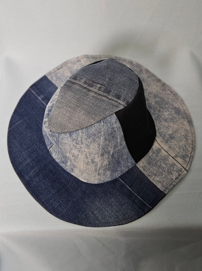 Upcycled denim cowboy hat size L from Stephastique