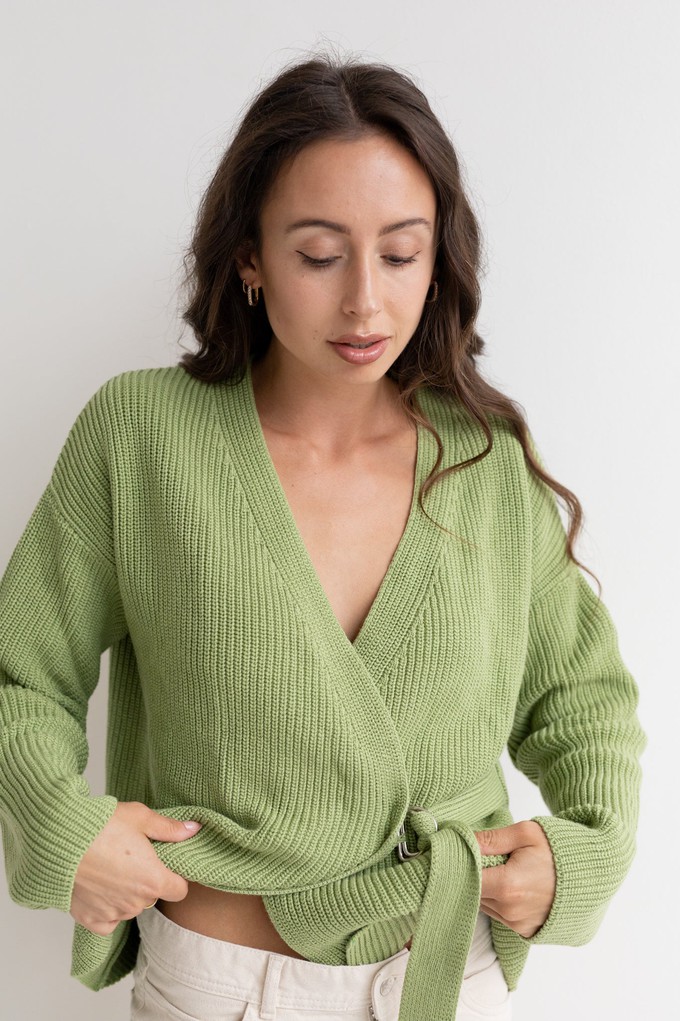 Cardigan in a light-green wrap look from STORY OF MINE