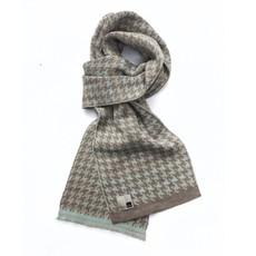 Fair Pied-De-Poule Jacquard Knit Merino Blend Scarf - Beiges With Blue via STUDIO MYR