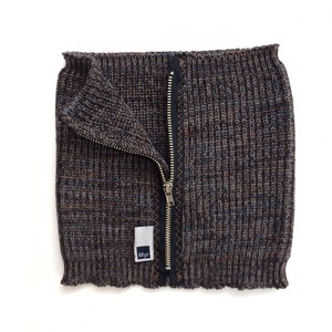 Sir Rib Knit Merino Blend Cowl With Zipper - Grey Mix from STUDIO MYR