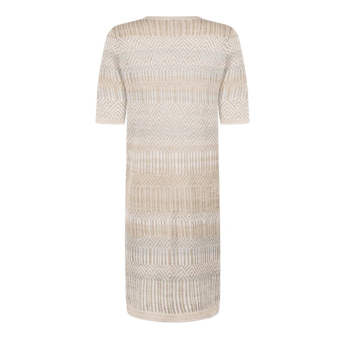 Berber Graphic Jacquard Linen Blend Knitted Dress With Belt - White/Natural Blend from STUDIO MYR