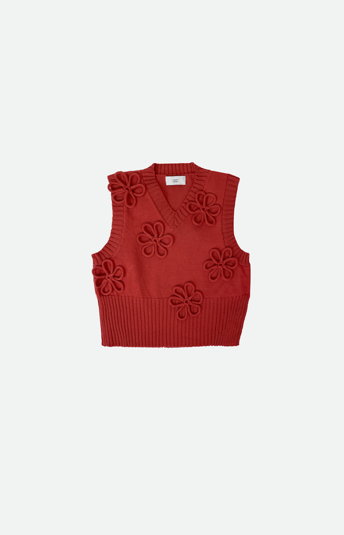 Flower vest - merino brick M from Studio Selles