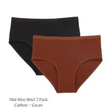 Organic Cotton Mid-Rise Brief in Carbon & Cacao 2-Pack via Subset