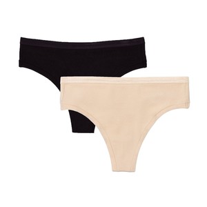 Organic Cotton Mid-Rise Thong in Carbon & Wheat 2-Pack from Subset