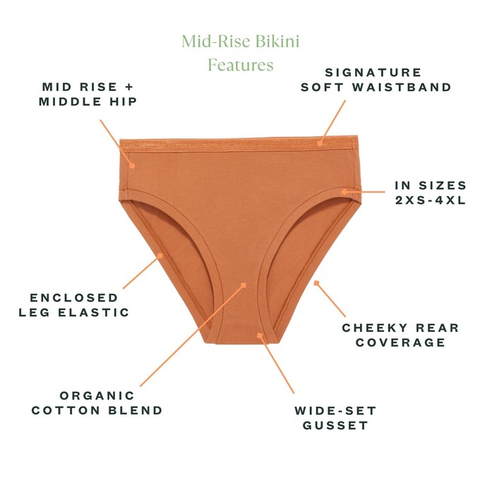 Organic Cotton Mid-Rise Bikini in Spice 3-Pack from Subset