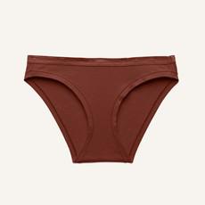 Organic Cotton Low-Rise Bikini in Cacao (with Leg Elastic) via Subset