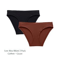 Organic Cotton Low-Rise Bikini in Carbon & Cacao 2-Pack via Subset