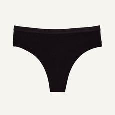 Organic Cotton Mid-Rise Thong in Carbon via Subset