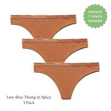 Organic Cotton Low-Rise Thong in Spice 3-Pack via Subset