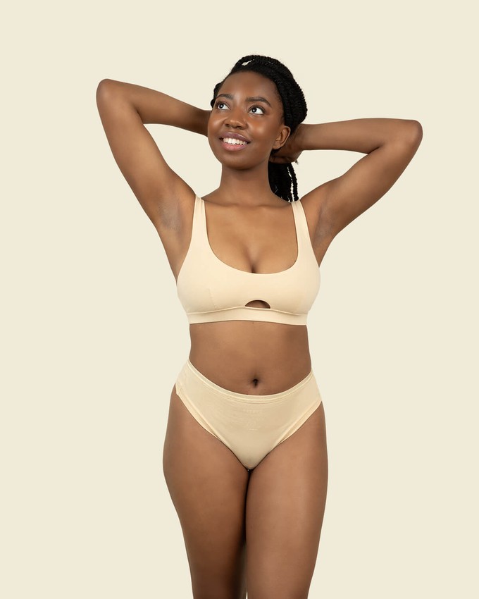 Organic Cotton Mid-Rise Thong in Carbon & Wheat 2-Pack from Subset