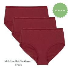 Organic Cotton Mid-Rise Brief in Garnet 3-Pack via Subset