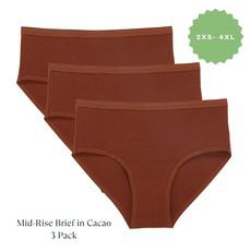 Organic Cotton Mid-Rise Brief in Cacao 3-Pack via Subset