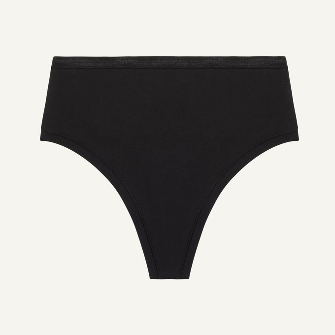 Organic Cotton High-Rise Thong in Carbon from Subset