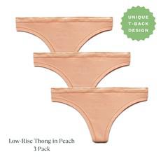 Organic Cotton Low-Rise Thong in Peach 3-Pack via Subset