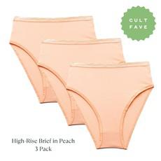 Organic Cotton High-Rise Brief in Peach 3-Pack via Subset