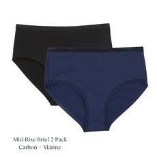 Organic Cotton Mid-Rise Brief in Carbon & Marine 2-Pack via Subset