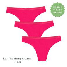 Organic Cotton Low-Rise Thong in Aurora 3-Pack via Subset