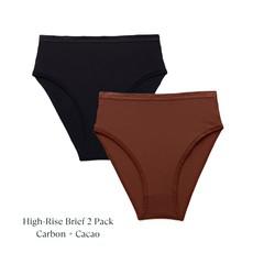 Organic Cotton High-Rise Brief in Carbon & Cacao 2-Pack via Subset