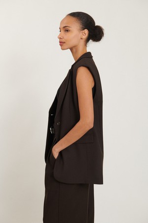 Mouwloos colbert Marjorie Long Vest Chocolate Tort from The Blind Spot