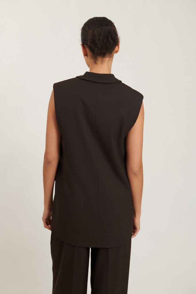 Mouwloos colbert Marjorie Long Vest Chocolate Tort from The Blind Spot