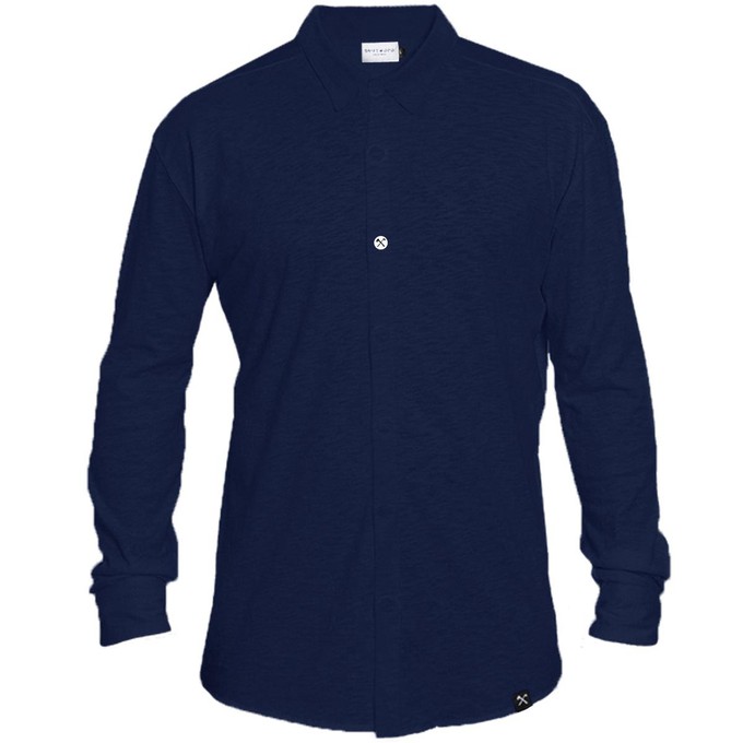 Overhemd - Biologisch katoen - navy blauw - verborgen button down from The Driftwood Tales