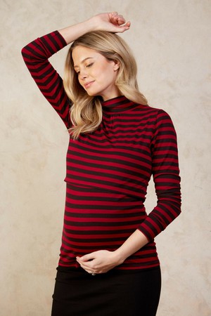 Ecovero™ Nursing Polo Neck | Stripe from Tilbea London