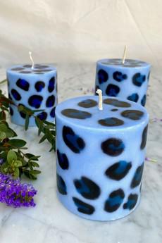 Tilbea Leopard Print Candle – Blue via Tilbea London