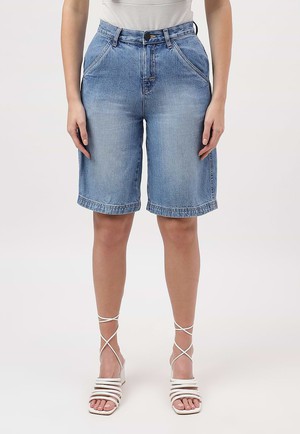 Re.Street Rebel | Bermudashorts mit hohem Bund in Mittelindigo from Un Denim