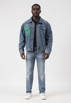 UnCrave-Versprechen | Mittelindigofarbene, normale Trucker-Jacke from Un Denim