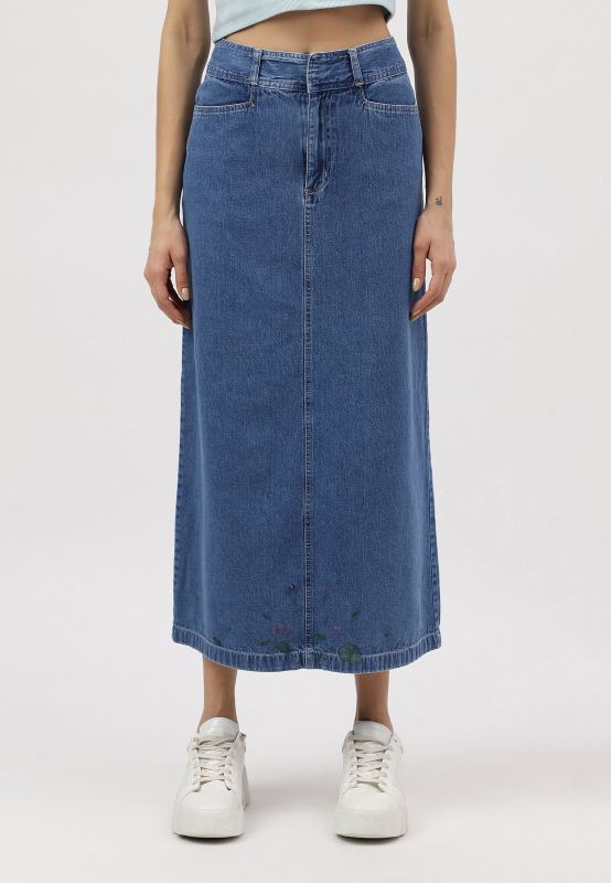 Re.Street Rebel | Maxi-Bleistiftrock in Mittelindigo from Un Denim