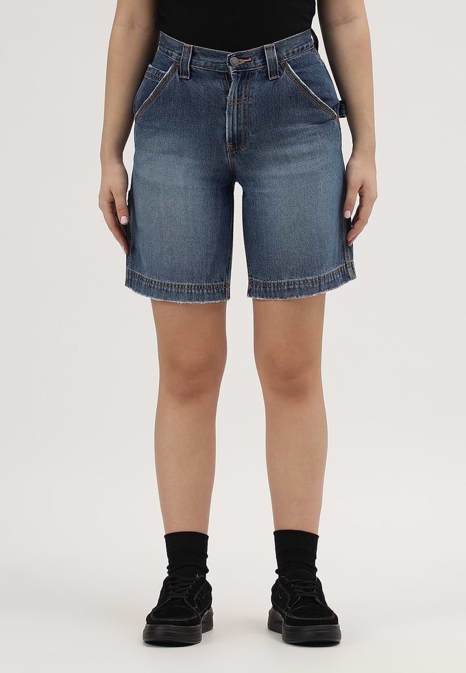 UnWaste Pledge | Gerade Shorts mit hoher Taille und dunklem Indigoblau from Un Denim