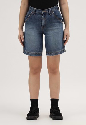 UnWaste Pledge | Gerade Shorts mit hoher Taille und dunklem Indigoblau from Un Denim