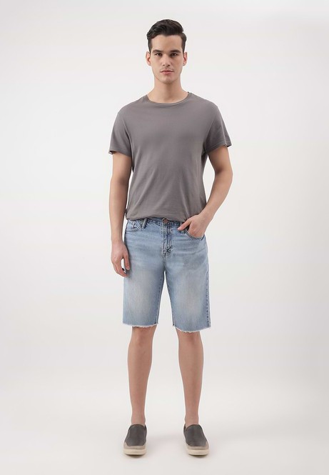 UnExcess Pledge | Gerade Shorts mit mittelhohem Bund in Hellindigoblau from Un Denim