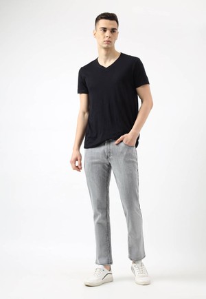 UnWaste Pledge | Graue Slim-Jeans mit niedriger Taille from Un Denim