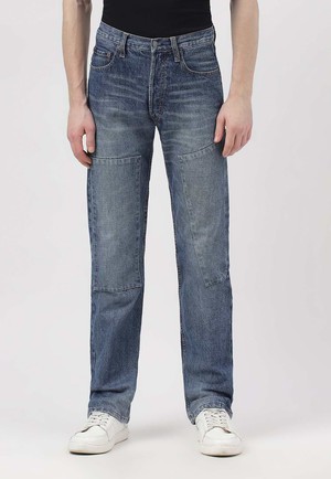 UnWaste Pledge | Gerade Jeans mit mittelhohem Bund in dunklem Indigoblau from Un Denim