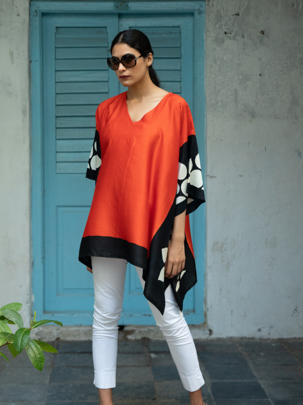 Organic Silk Kimono Top- Orange from Urban Medley