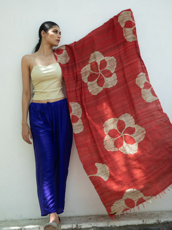 Tussar Silk Scarf Ava Red from Urban Medley