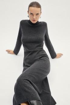 The Woolen Flared Dress - Ash Grey via Urbankissed