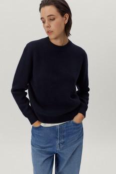 The Woolen Ribbed Sweater - Blue Navy via Urbankissed