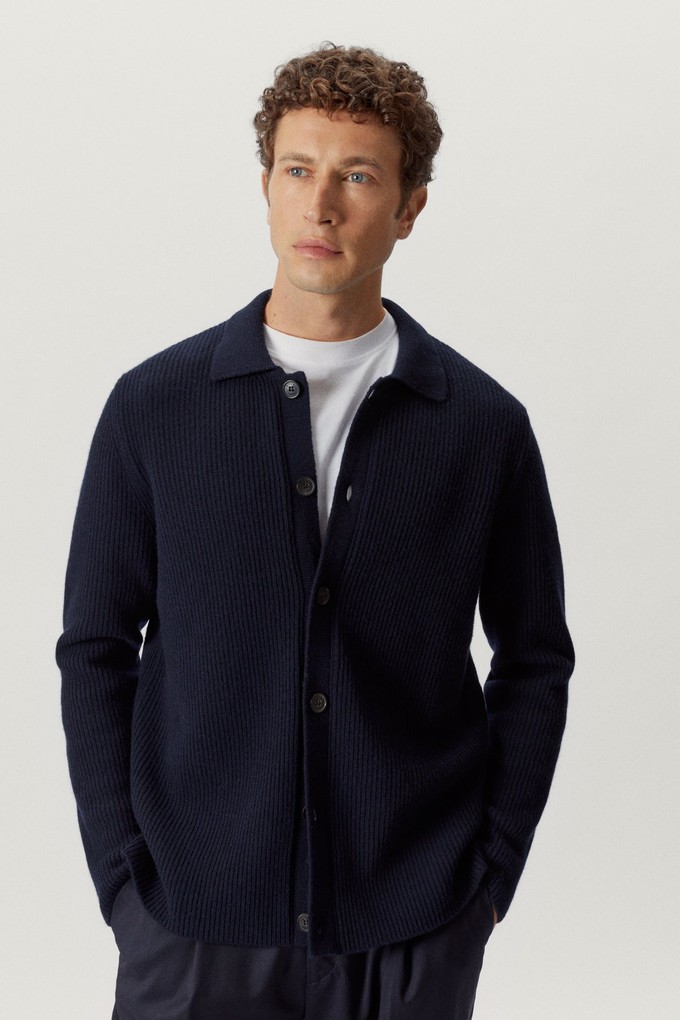 The Woolen Ribbed Overshirt - Blue Navy from Urbankissed