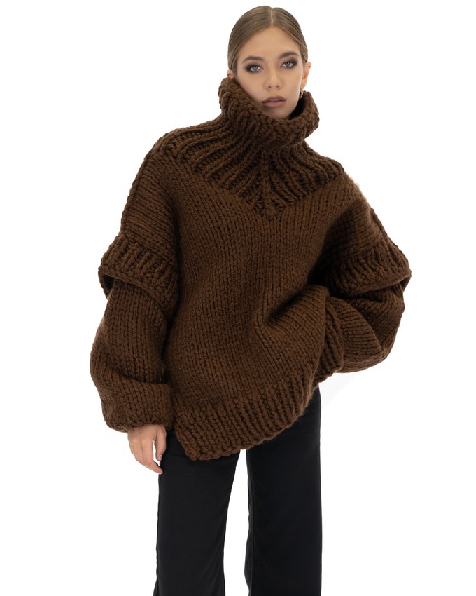 Turtle Rolled Neck Sweater - Brown from Urbankissed