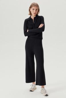 The Merino Wool Wide Leg Pants - Black via Urbankissed