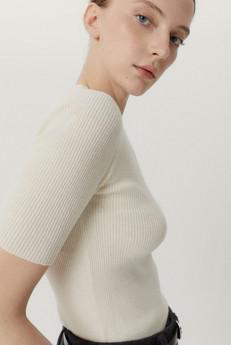 The Ultrasoft Wool Ribbed T-shirt - Natural White via Urbankissed