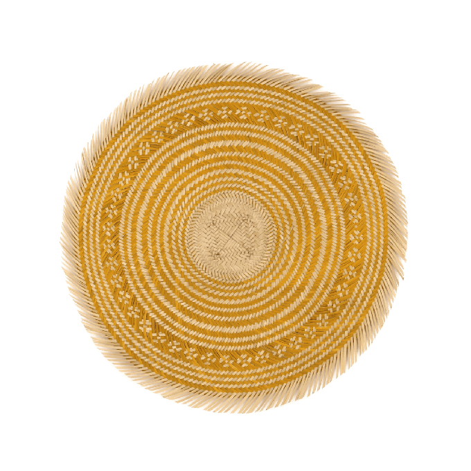 Round Placemats Natural Straw Woven Yellow & Fringe (Set x 4) from Urbankissed