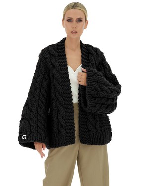 Cable Knit Cardigan - Black from Urbankissed