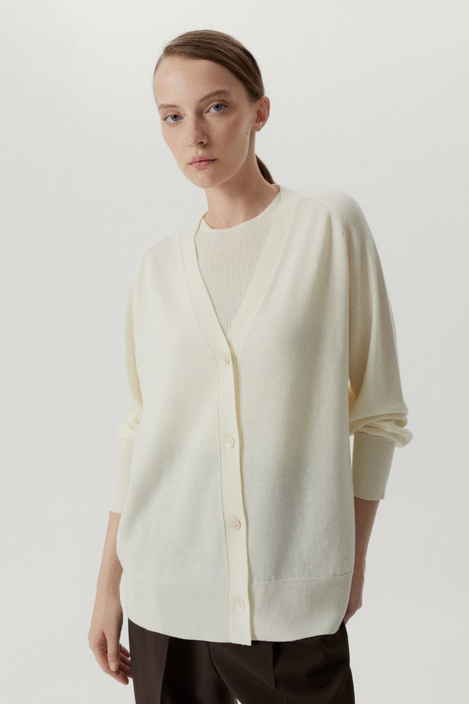 The Ultrasoft Wool Relaxed Cardigan - Natural White from Urbankissed