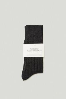 The Cashmere Ribbed Socks - Charcoal Grey via Urbankissed