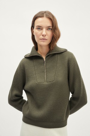 The Merino Wool Half-zip Sweater - Dust Green from Urbankissed