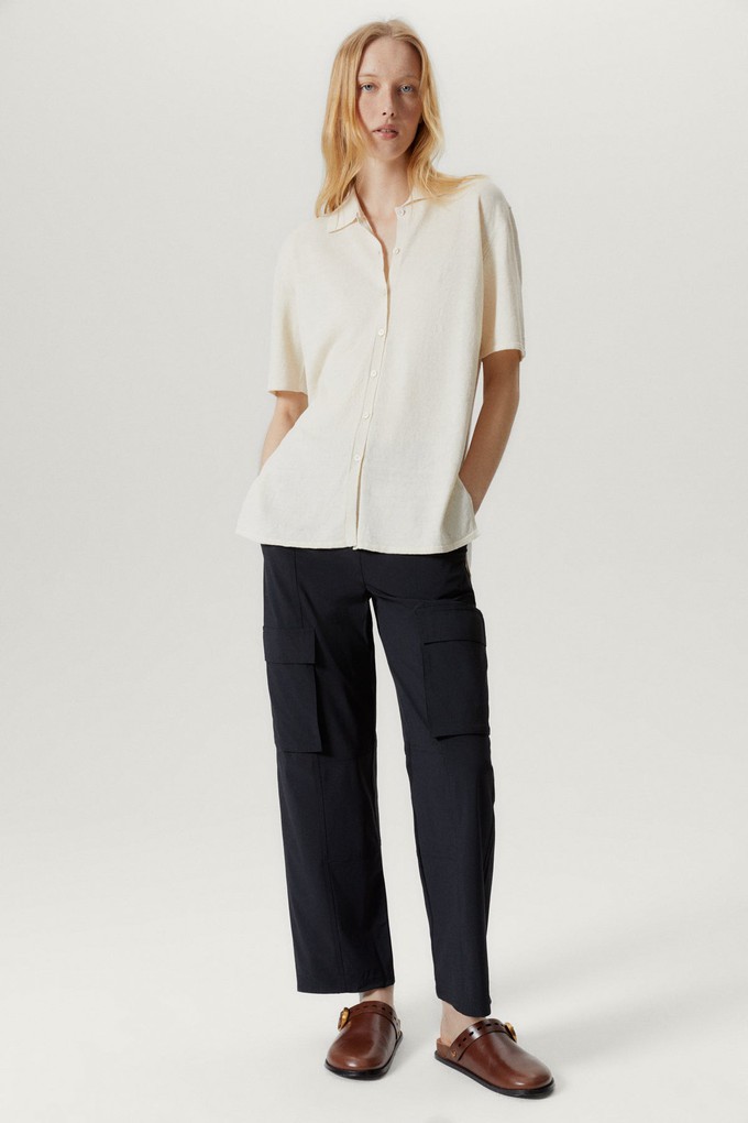 The Linen Cotton Short Sleeve Relaxed Shirt - Milk White from Urbankissed